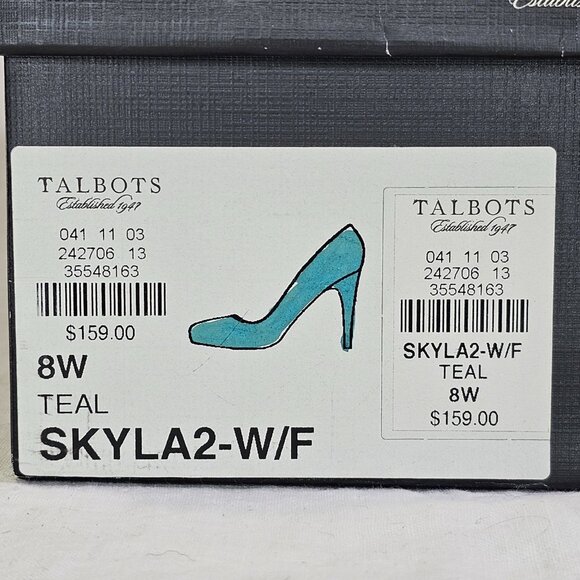 Talbots 8W Skyla 2 Suede 4.25” Stiletto Heels Pumps Teal Turquoise - Picture 13 of 15